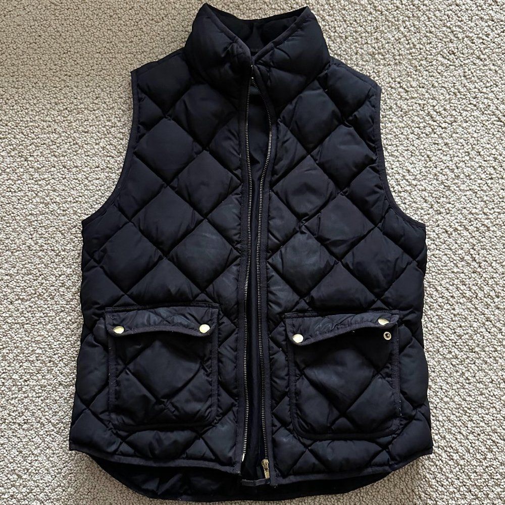 J. Crew Zip-Up Black Puffer Vest